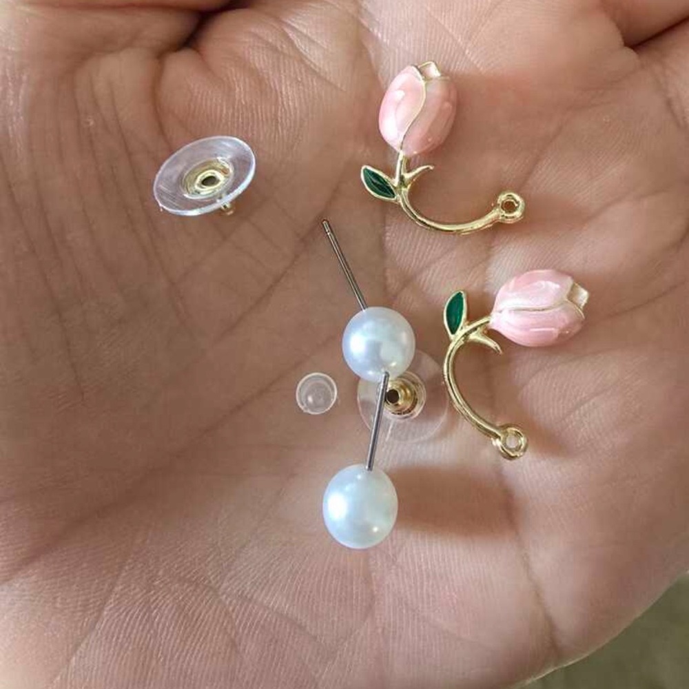 Elegant Pink Floral Earrings